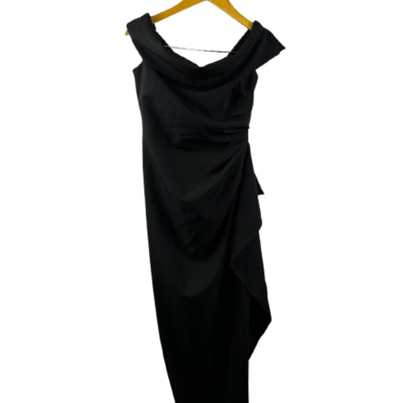 Vince Camuto Off the Shoulder Ruched Sleeveless Sheath Black Dress Size 2 /XS - Picture 4 of 9